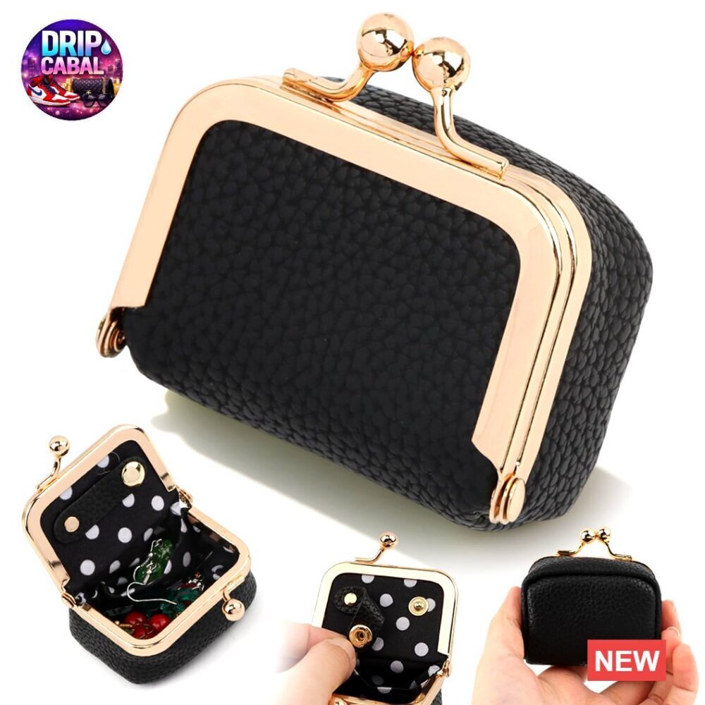 Vintage PU Leather Mini Jewelry Box Travel Organizer Kiss Lock Compact